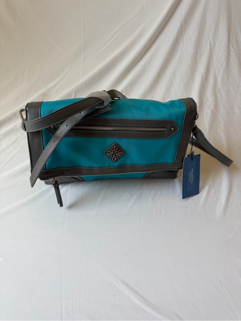 Teal and Gray Crossbody Messenger Bag - Simply Vera Wang